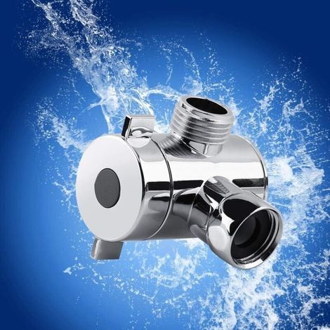Robinet de Douche 3 Voies avec Inverseur, Adaptateur pour Bras de Douche et Évier Cuisine, Filetage G1/2″, Pièce de Rechange Robinet en T (1/3)