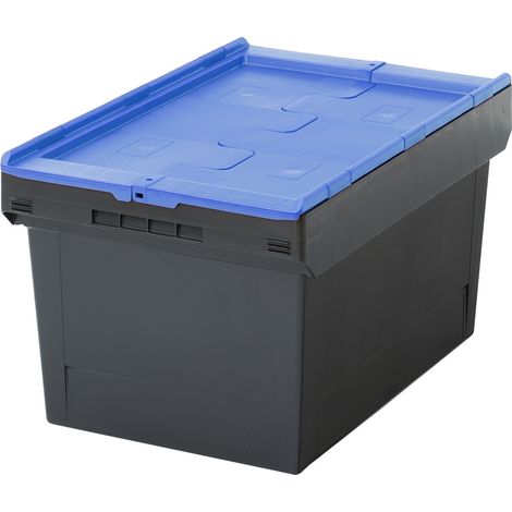 BITO Mehrwegbehälter MB Deckel/Bügel/Kufe / MBD64321 Eco Regranulat schwarz Deckel/St, Farbe: schwarz/blau (1/5)