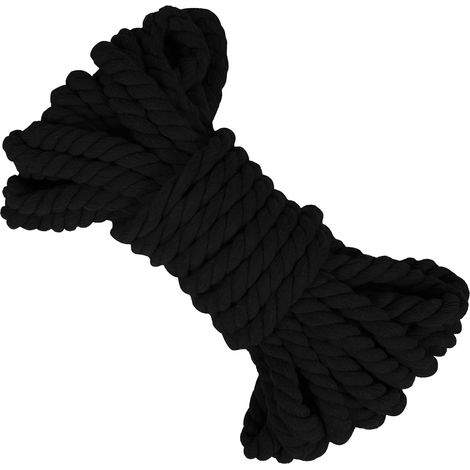 1 Corde Macramé, Coton Naturel 8mm, Longueur 10m, Noir, Bricolage Mural, Plante Suspendue (1/5)
