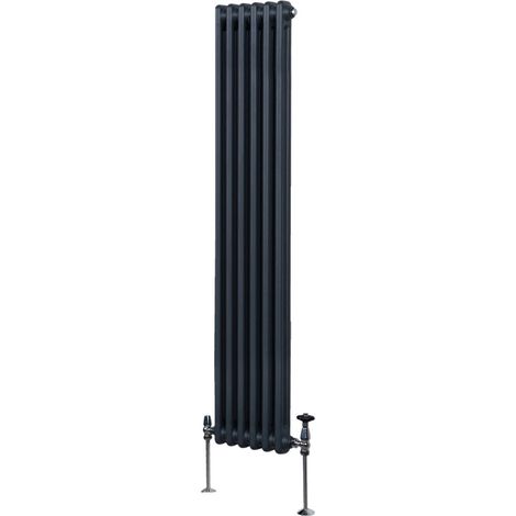 Radiatore Termosifone a 2 Colonne 1800mm x 292mm Moderno Centralizzato Grigio Antracite in Acciaio Inox Verticale a Parete Cucina Soggiorno Bagno Kit di Fissaggio e Spazzola Inclusi (1/5)