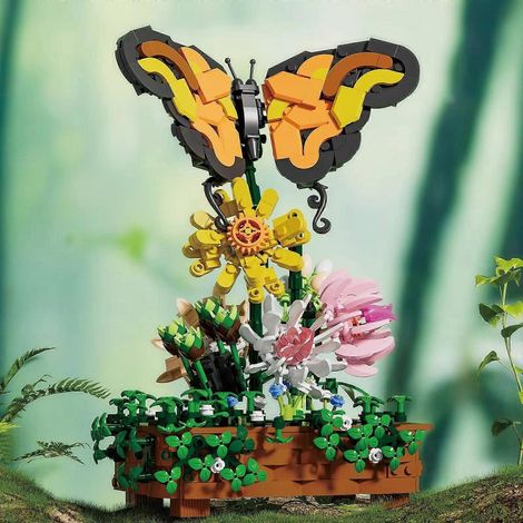 686 pièces Schmetterling Topf Pflanze Bausteine Insekt bonsaï modèle Ziegel bricolage (1/5)