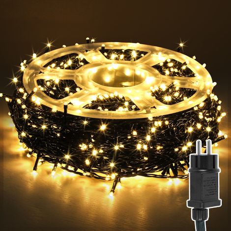 Jiubiaz 10M LED Lichterkette 100LEDs 8 Modi mit Memory Funktion, Weihnachten Party Garten Bedienung Funkelnder Sterneffekt Deko Warmweiß (1/5)