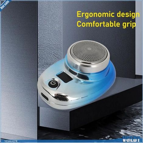 Ashata mini tondeuse à barbe Tondeuse à barbe électrique sans fil, Mini affichage LED electromenager rasoir Dégradé Bleu Argent (1/5)