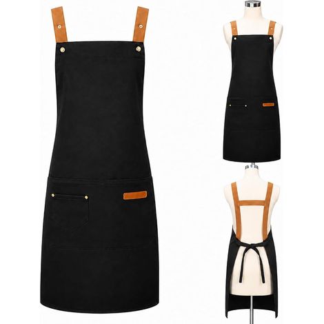 Tablier de Cuisine Imperméable pour Femme - Avec grandes poches et boucle frontale réglable, idéal pour chefs, serveurs, jardiniers et amateurs de bricolage/barbecue. (1/5)