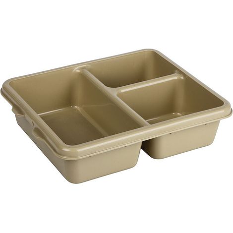 Plateau 3 compartiments - 23 x 28 x 6.5 cm - Brun Doré - Lot de 24 - Cambro
