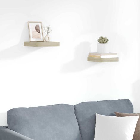 323866 vidaXL Floating Wall Shelves 2 pcs Oak 23x23,5x3,8 cm MDF (1/5)