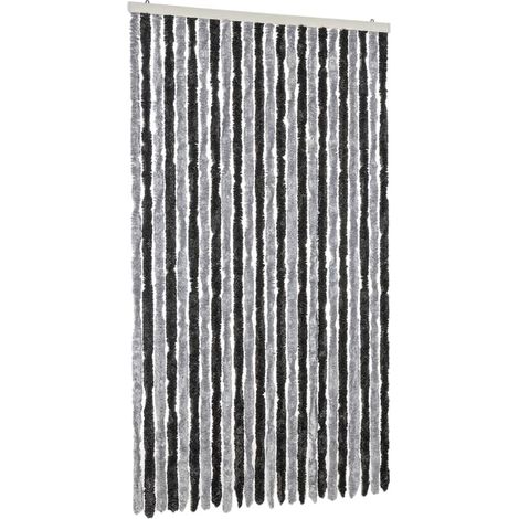 Rideau anti-mouches gris et noir 100x200 cm chenille CFW65126 (1/5)