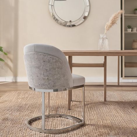 Lot de 6 chaises de salle à manger en tissu chenille gris (1/5)