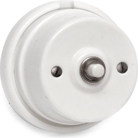 Bouton Sonnette Porcelaine Vintage Design Rétro En Porcelaine, 10a 250v - Edm (1/2)