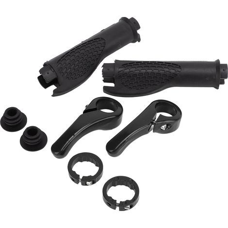 Poignées de guidon en caoutchouc antidérapantes, ergonomiques et confortables avec embouts noirs (1/5)