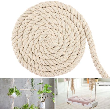 Cotton Cord 20mm 4m Macrame Thread Rope Cotton Rope Thick White Cotton Rope Multipurpose Decorative Rope for DIY Decoration (1/5)