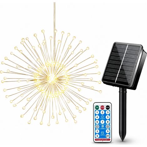 Guirlande LED Décorative Suspendue Feu d'Artifice, 120 LED Blanc Chaud, Télécommande, Boîtier à Piles Étanche (1/5)