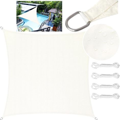 Voile d'ombrage Rectangulaire Triangulaire PES Polyester Voiles d'ombrage Toile Ombrage imperméable UV Protection avec Corde de Fixation(2 2M, Blanc) (1/5)