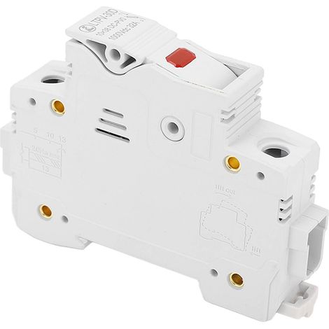 Porte-fusible CC 1P 32A pour montage sur rail DIN, ignifugé, avec fusible PV 20A 10x38mm, 1000 V CC et témoin lumineux.