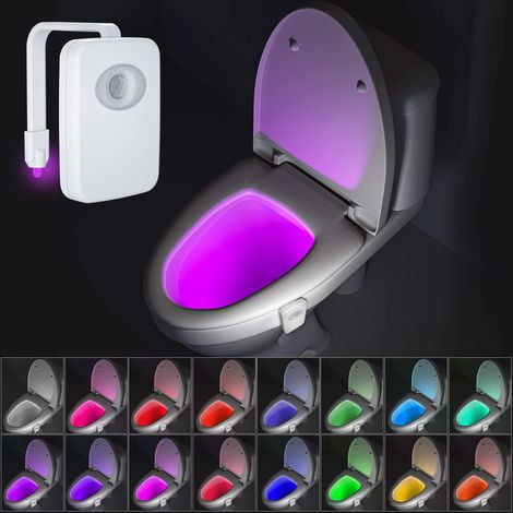 Lampe LED 32 couleurs–Lampe de toilette à l'intérieur , lumière de siège de toilette avec fonction d'activation du mouvement et étanche (1/5)