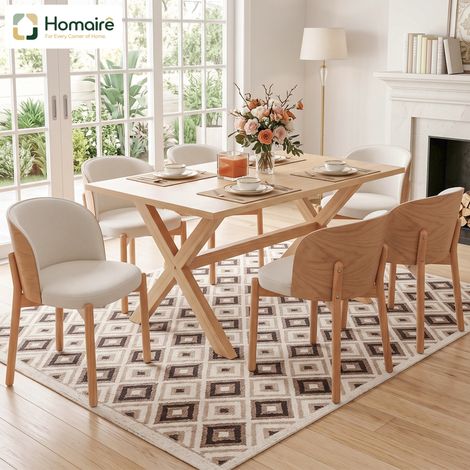 Esszimmerstuhl Holz natur en Rattan 57 x 49 x 74 cm HOMAIRE (1/5)