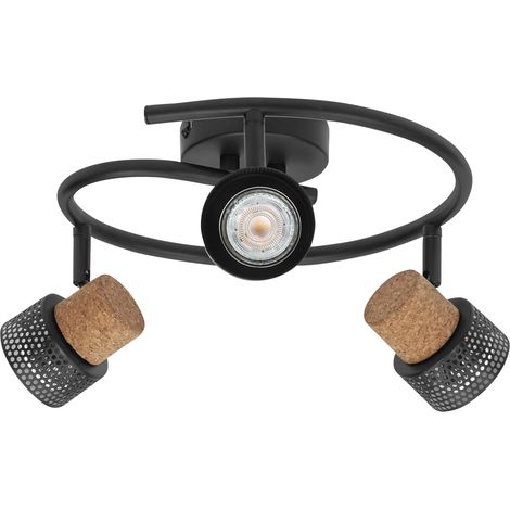 LEDVANCE DECOR SPOT CORK Spiral, 3 x 3,4W, 690lm, schwarz, Spotleuchte, verstellbare Köpfe, vielseitig anwendbar, Innenraumspot, austauschbare LED-Lampen, dimmbar, warmweiße Lichtfarbe, GU10 (1/5)