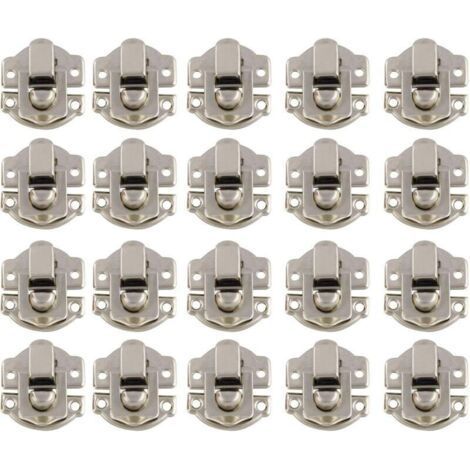 Loquet et targette,Promotion, Boîtes Petite Taille Rétro Fermoir Métal Verrouillage Moraillon Vintage Boîte Porte Coque Coffre Fer Ensemble Loquet Tiroir Antique avec 400 Vis (Argent)-Chrom (1/5)