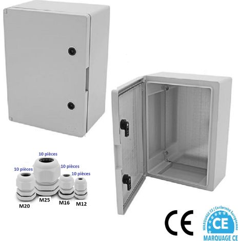 AR – Coffret électrique étanche IP65 500x400x175mm – Installation en saillie – Plaque de fond en tôle galvanisée – 40 presses étoupe incluses