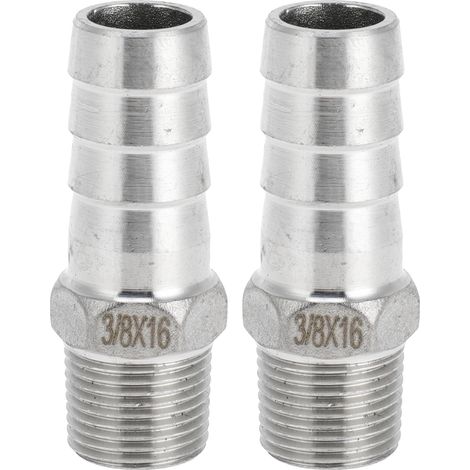 Raccord Mâle 3/8 BSPT 5/8" Barb 2 Pièces Acier Inoxydable (1/5)