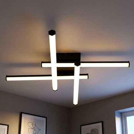 Plafoniera a LED, lampada da soffitto, lampada da soggiorno, regolabile, nera, L 50 cm (1/5)