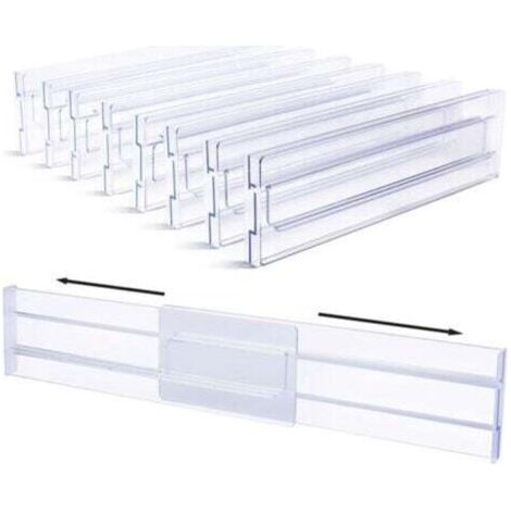 8 PCS Separateur Tiroirs Reglable en Plastique 27.5-52cm Organisateur Diviseurs de Tiroir Réglable Organisateur Rangement Tiroir Bureau Organisateur pour Tiroir de Bureau