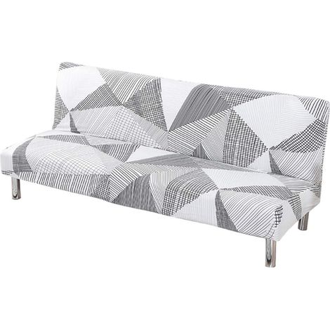 Housse de Canapé Clic Clac 160-190CM Couverture de Canapé Extensible sans Bras Gris Blanc (1/5)