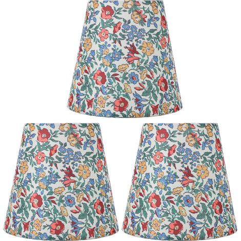 Ortviai Abat-jour en tissu fleuri – 3 pièces, clip sur bougie ou ampoule E14, style moderne et élégant, pour lampe à poser ou murale (1/5)