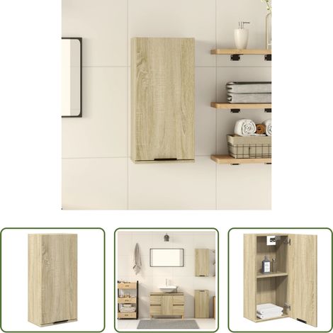 vidaXL Holzschrank -  Wand-Badschrank Sonoma-Eiche 32x20x67 cm (1/5)