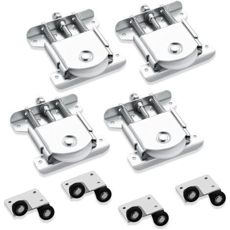 Lot de 4 roulettes galvanisées avec double ressort - Roulettes silencieuses pour portes coulissantes et rails - Capacité de charge : 80 kg (1/5)