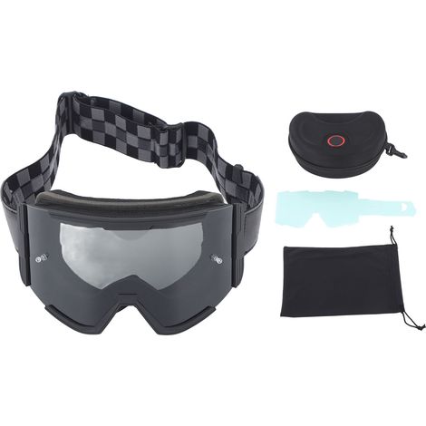 Lunettes de sport anti-poussière et anti-vent pour homme femme, lunettes moto, protection oculaire pour activités extérieures, monture noire verre gris (1/5)