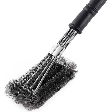 Barbecue cleaning brush with 4 rows of spiral metal bristles, suitable for gas, charcoal, and electric barbecues (1/3)