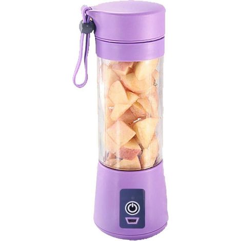 Bicchiere frullatore USB portatile viola – 6 lame in acciaio inox, 600 ml, per succhi freschi di frutta e verdura