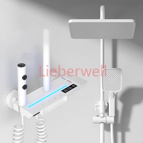 LIEBERWELL Wall Mounted Shower System with Digital Temperature Display, Hot and Cold Brass Shower Set, Shower Head and Bathroom Faucet (1/5)