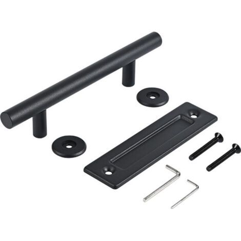 Poignée de porte coulissante noire, 30 cm, style rétro élégant, pour portes d’entrée, portes de garage et armoires – 1 pièce