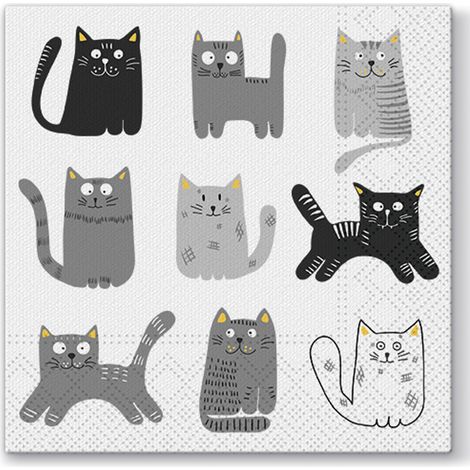 20 serviettes en papier 33 x 33 cm Chats gris (1/3)