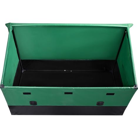 Mophorn 150 Gallonen Outdoor-Aufbewahrungsbox, wasserdichte PE-Plane-Deckbox mit verzinktem Rahmen, Allwetterschutz, tragbar für Camping, Garten, Poolrand, Hof, Braun & Blau