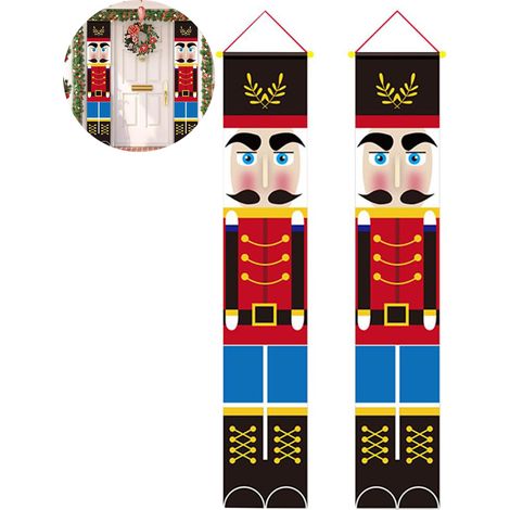 2 bannières de Noël Casse-Noisette, modèle Soldat de garde, pour décorations de Noël, intérieur et extérieur (30 × 180 cm / 12 × 71 pouces) (1/5)