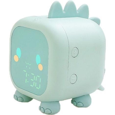 alarm clock, dinosaur, multifunction, lcd screen, green