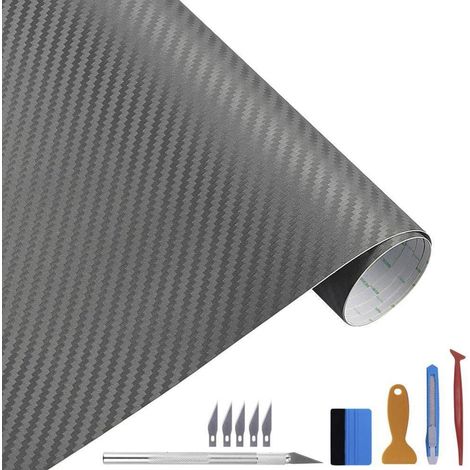 Carbon Autofolie Matt Grau 30x300cm mit Einbauwerkzeug, blasenfrei, repositionierbar (1/5)