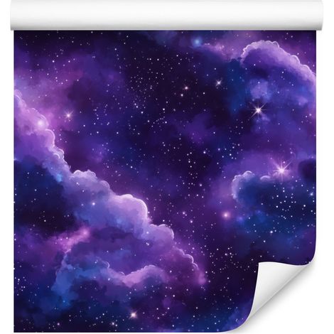 Papel pintado de galaxia en acuarela índigo y violeta, fondo violeta 50x1000 cm (1/5)