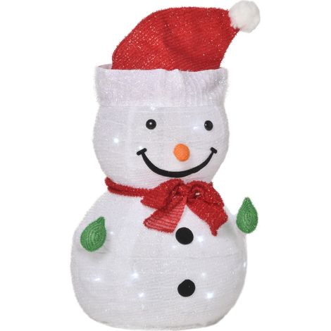 Outsunny Weihnachtsdeko Schneemann Figur mit LED Licht, Weihnachten Tischdeko, Batteriebetrieben, für Weihnachtsdeko Innen, Kamin, Büro, Zimmer (1/5)