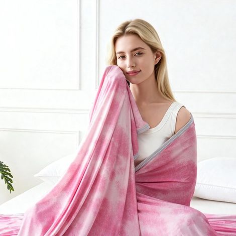 Couverture rafraîchissante - 100x150 cm - Couverture rafraîchissante - Couverture d'été - Polyester - Couette d'été fine - Couverture auto-rafraîchissante - Rose (1/3)