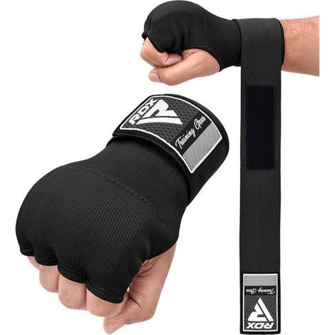Noir - Sous-gant Boxe Avec Fermeture Velcro Au Poignet - Gel Intégré Pour Absorption Des Chocs - Longueur 75 Cm - Taille XL (1/5)