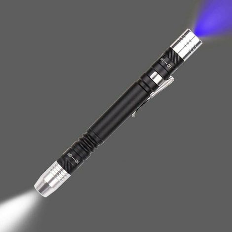 Ultraviolette Taschenlampe für weiße Ultraviolett-Taschenlampe, Testlampe, 395 nm, Mini-UV-Taschenlampe, 2-in-1-LED-UV-Schwarzlicht, 2 Lichtquellen