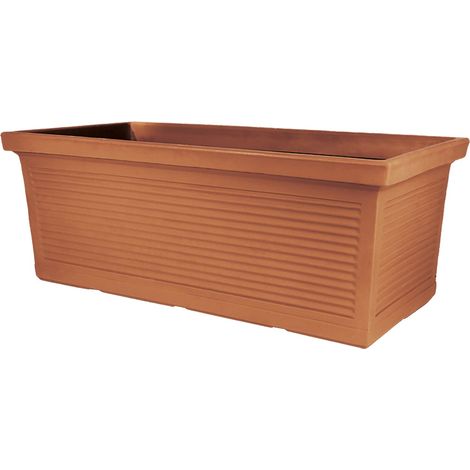 Vaso Fioriera decorativa classica tradizionale 80x40 H34 in polimero resistente terracotta per piante per giardini e terrazze - Made in Italy (1/5)