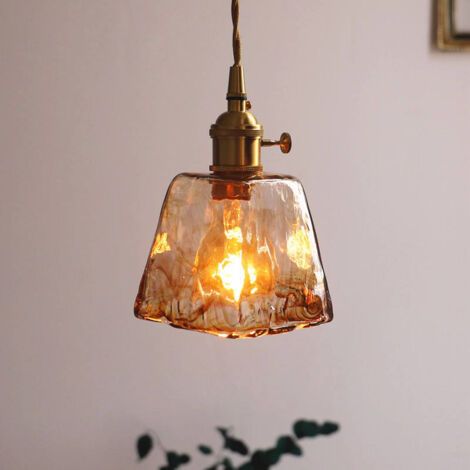 royaluxe -Type A -éclairage à la maison Intérieur e27 lampe à suspension en verre ambré lampe en verre de style vintage-Avec lumière chaude LED 4W (1/4)