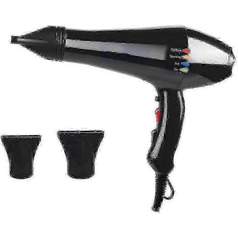 Sèche-cheveux professionnel 6000 W pour salon de coiffure : souffleur puissant à haute vitesse, 6 vitesses, silencieux et léger, avec 2 embouts.