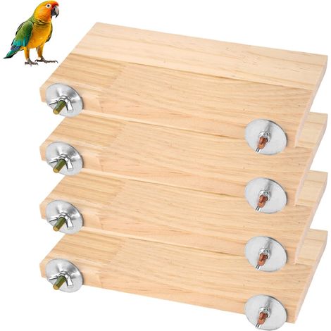 4 Plateformes d'escalade Bois pour Oiseau,19×10 cm Plateformes Bois Naturel  Plateformes Bois Naturel pour Oiseaux, Perroquets Plate-Forme de Repos, Planche Debout de Perroquet, Plateforme Large (1/5)