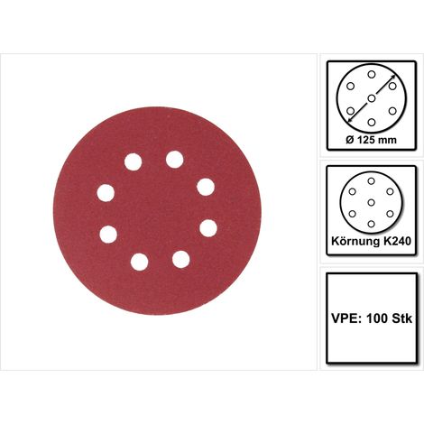 Makita Velcro 125mm Papier abrasif K240 - 100 pièces (2x P-43686) pour DBO BO DCW DWE GEX PEX SXE BOS (1/5)